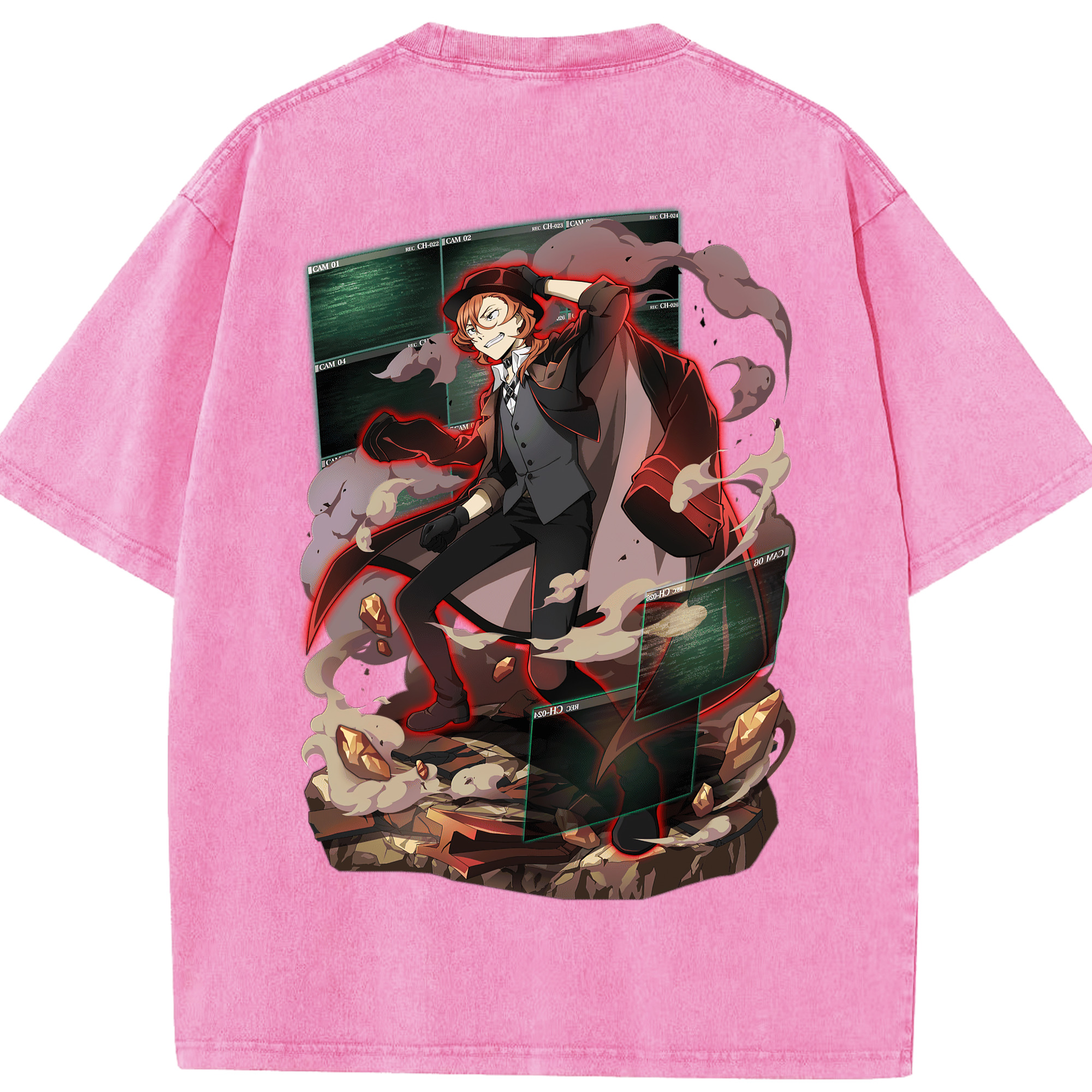 （画像用） 文豪ストレイドッグス Bungo Stray Dogs 綿100% ヴィンテージ風 半袖Tシャツ（背面プリント）